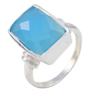 Natural Gemstone  Octogon Faceted Chalcedony rings